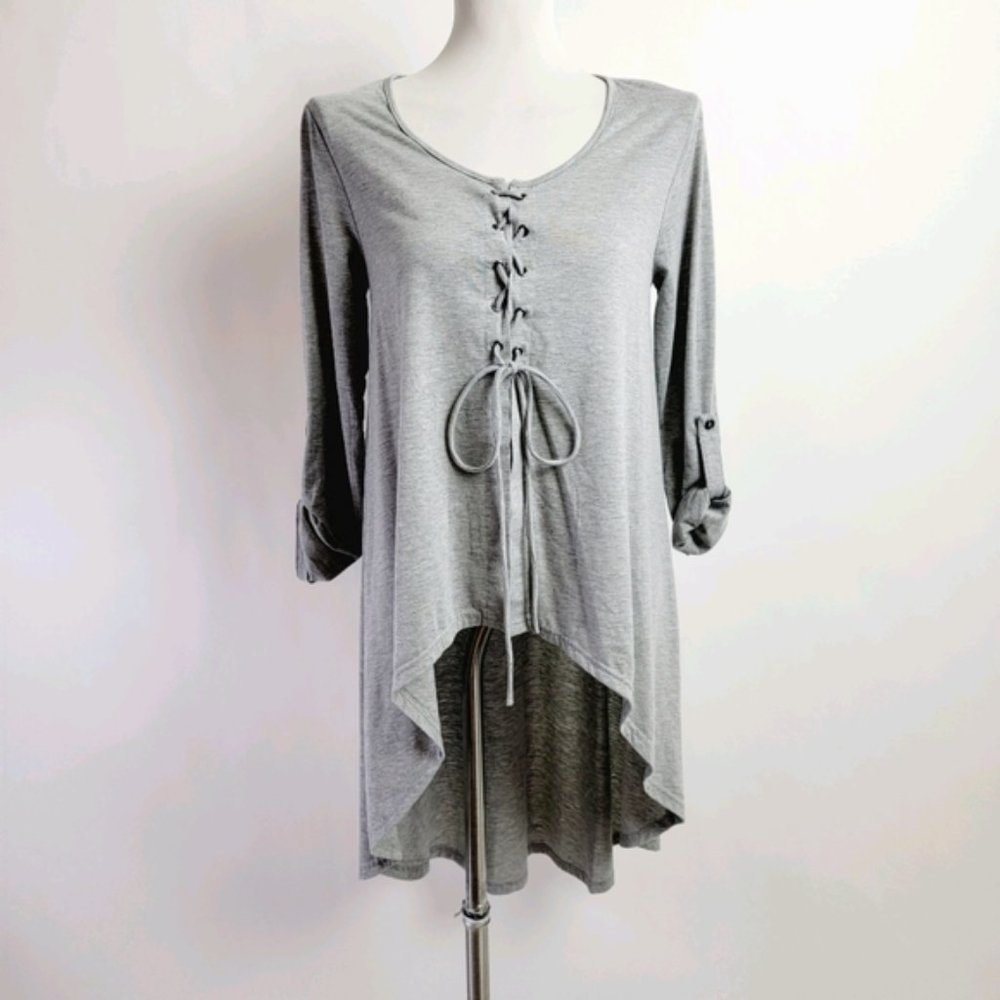 She + sky small gray hi low top